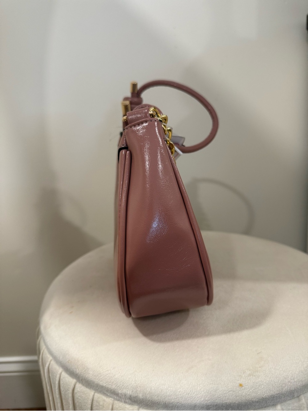 Women's Mauve Leather Top-Handle Bag